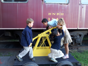 Hand pumping at the Roanoke Rail Museum